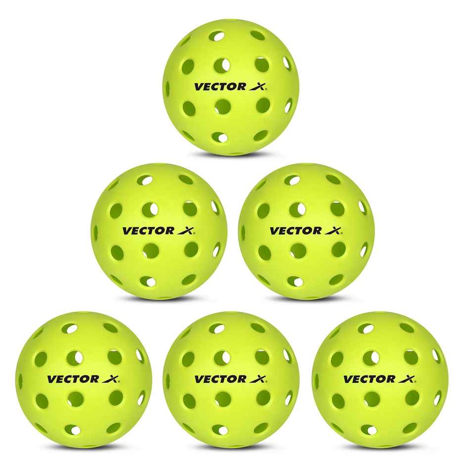 Vector X Pickleball-Softer Feel Recreational & Club Play Pickleball For Tournament | Set Of 6 - Assorted