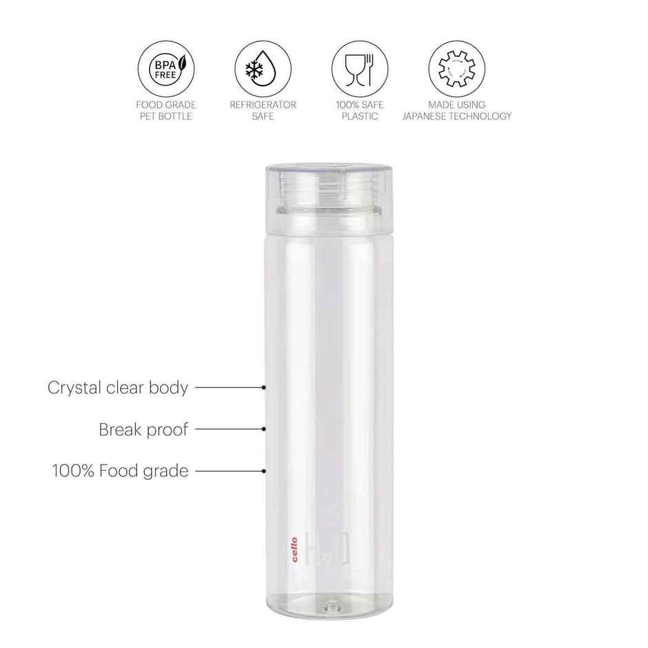 Cello H2O Round Unbreakable Plastic Bottle Leak proof & Break | proof | 1 L