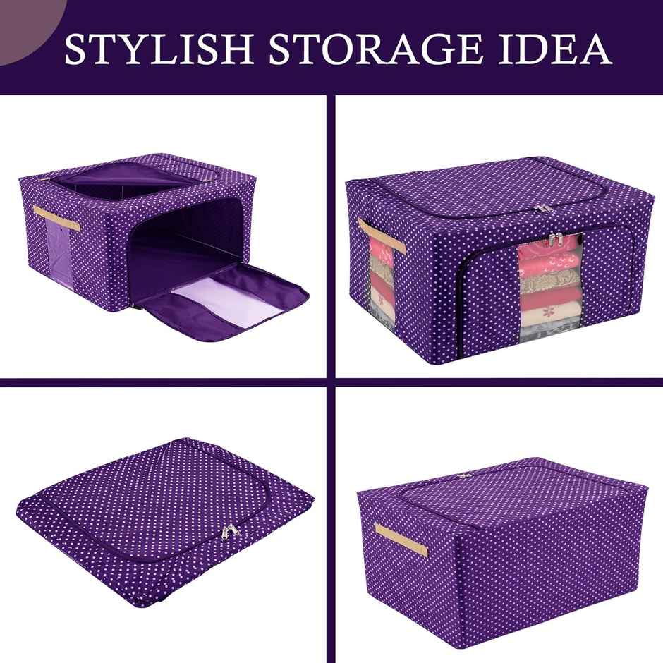 Kuber Industries 24 Liter Steel Frame Waterproof Parachute Cloth Storage Box | Blue