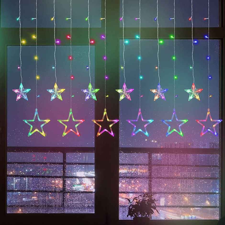 Quace 12 Star Curtain Light Multi Color