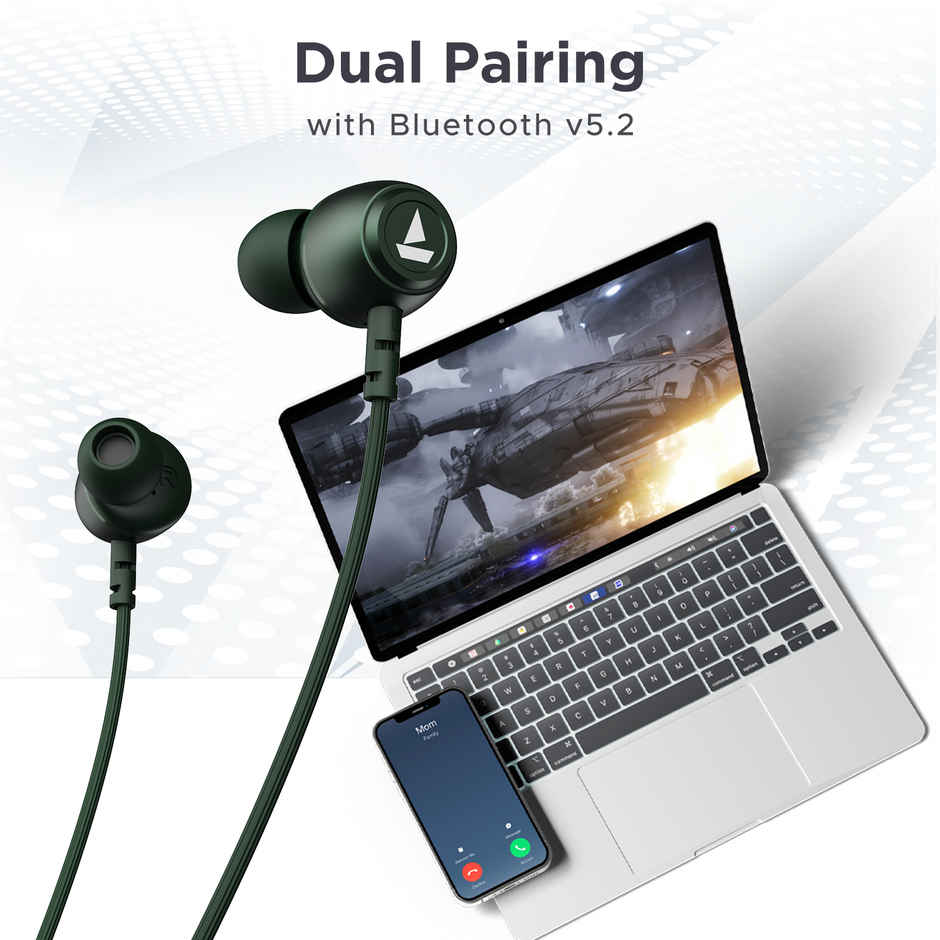 Rockerz 103v2 Pro BT Neckband w/ 30H Playtime, ASAP Charging & Dual Pairing (Fern Green)