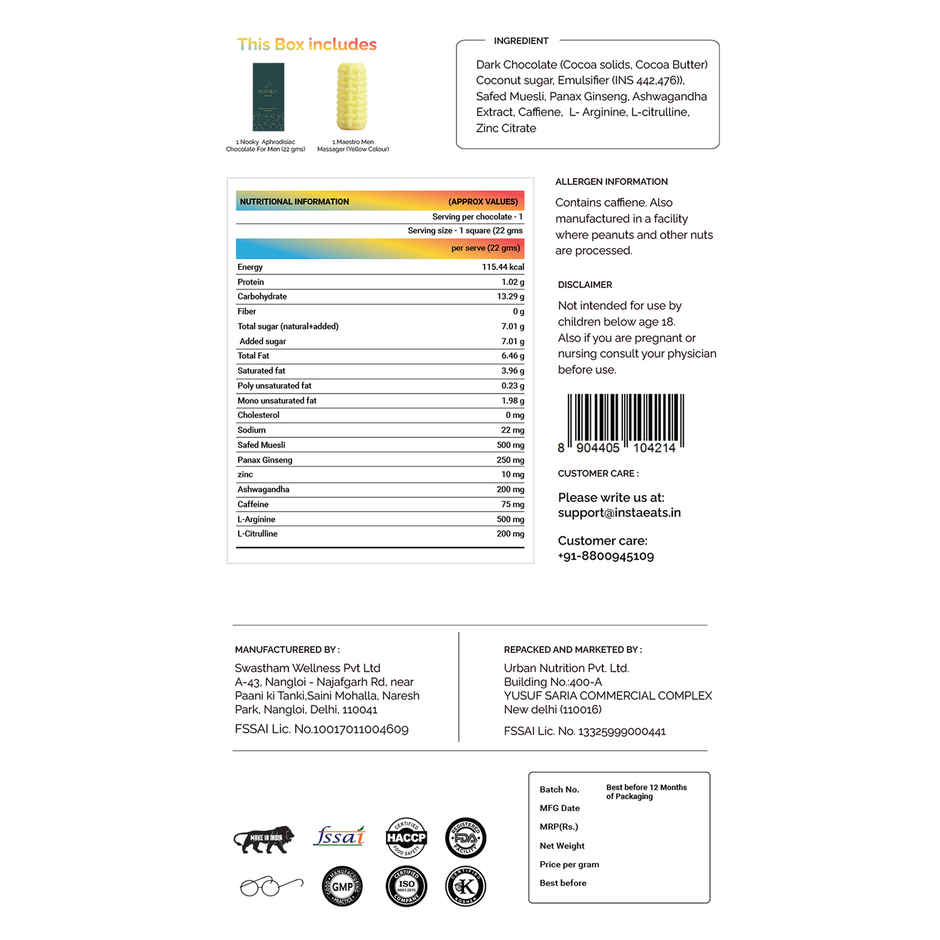 Nooky Moan 2 in 1 Play Kit Maestro Mens Stroker and Intimacy Chocolate for Him