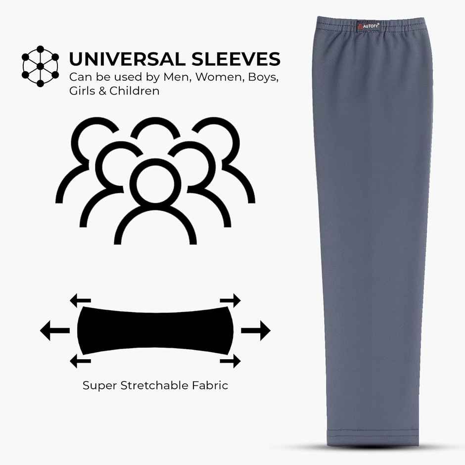 Autofy Pro-Fit 240 Gsm Unisex Arm Sleeves Uv Protection All Weather Use | Pack Of 2 / 4 Pcs | Grey