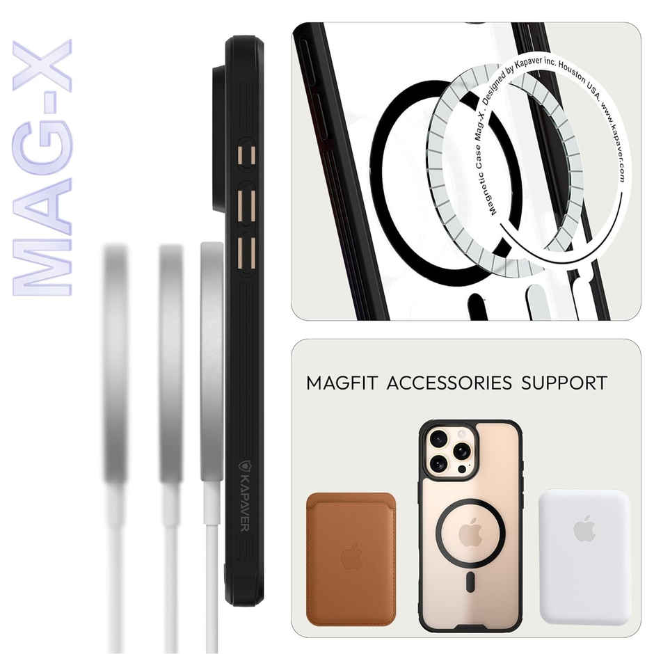 Kapaver Iphone 16 Pro Max Back Case | - Black | MagSafe Compatible