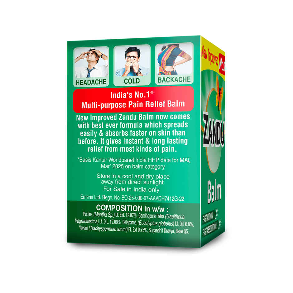 Zandu Balm For Instant Pain Relief from Cold, Headache & Body Pain