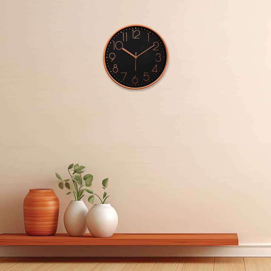 Bosco Decorative Silent Black Dial with Rose Gold Frame 30 CM Wall Clock BWC 1802