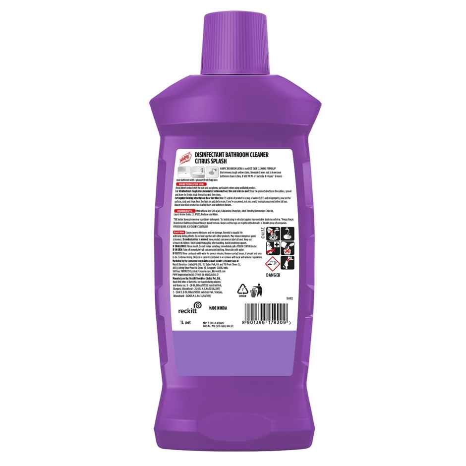 Harpic Original Toilet Cleaner Liquid (1L) & Harpic Bathroom Ultra 10X Tough Stain Remover Citrus 1000Ml (1000ml) Combo