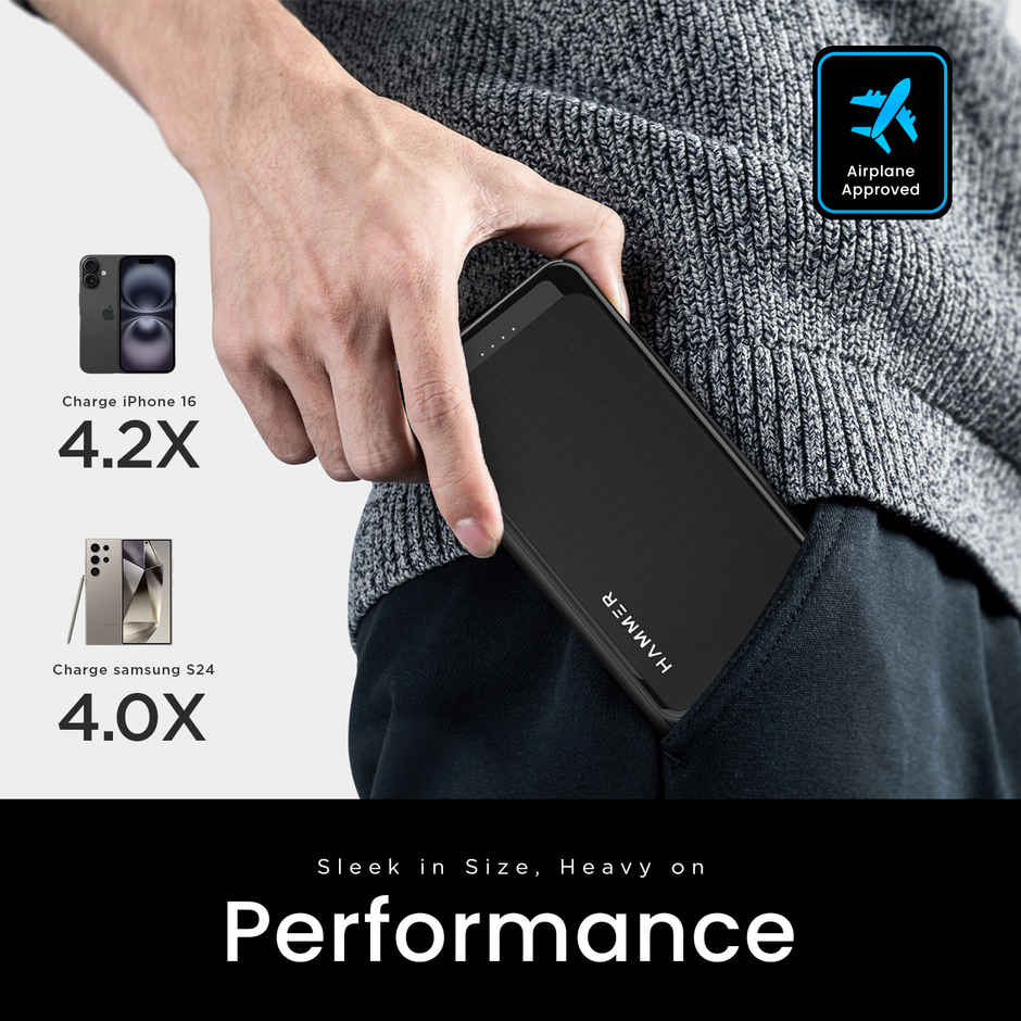 Hammer Ultra Charge 20000mAh 22.5W Power Bank | 20W PD Fast Charging | 3 Output | Black