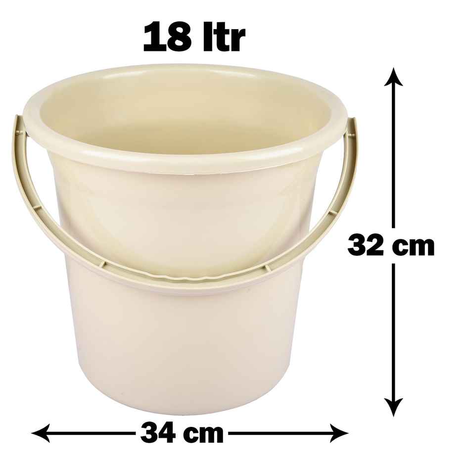 Kuber Industries Plastic Strong Bucket for Bathroom for Bathing|18 L|Pack of 2|Beige