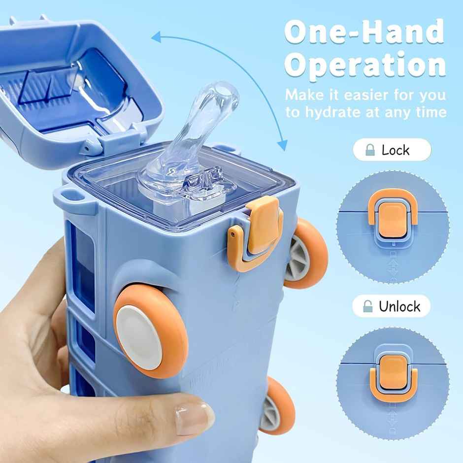 ReeQ Kid's Bus Shape Water Bottle | Blue - 500 ml