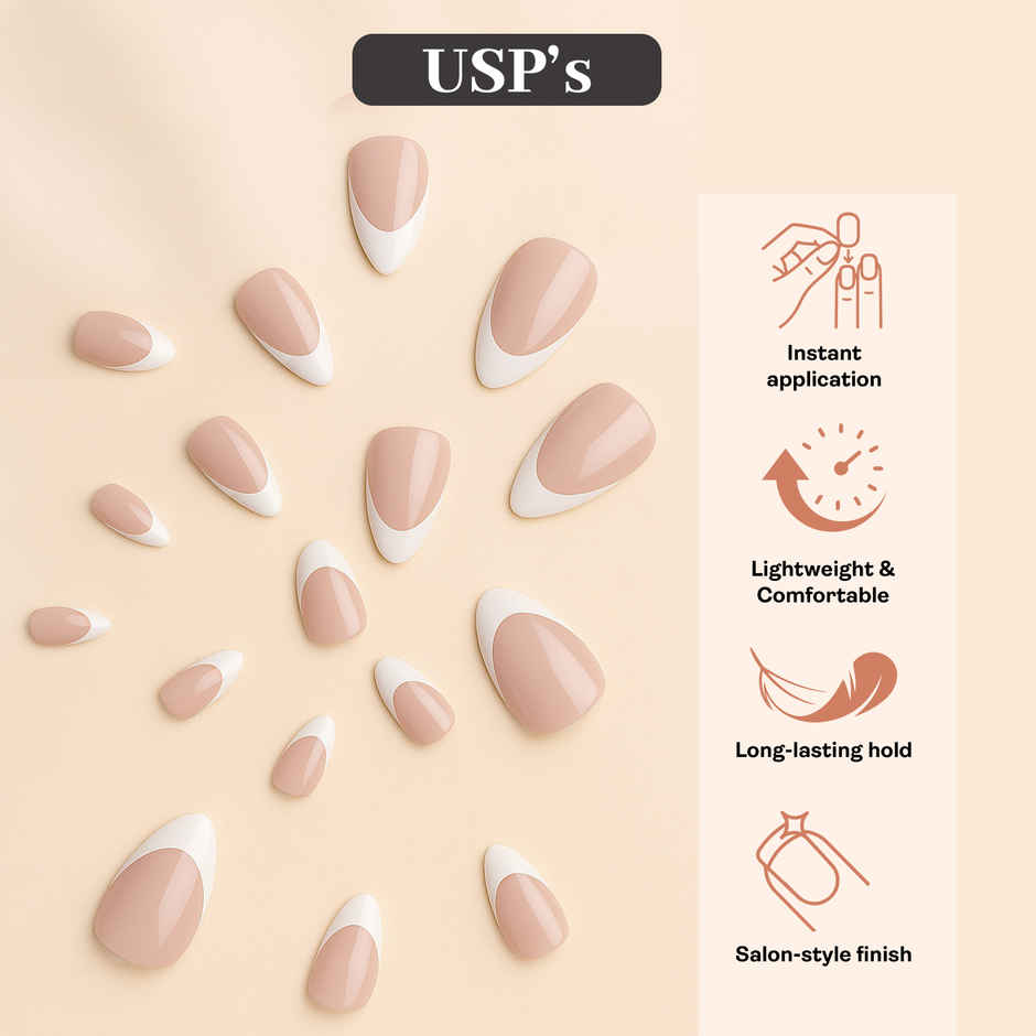 ENN Beauty Insta Nails Reusable UV Coated Press On Kit Mocha Melt Medium Almond
