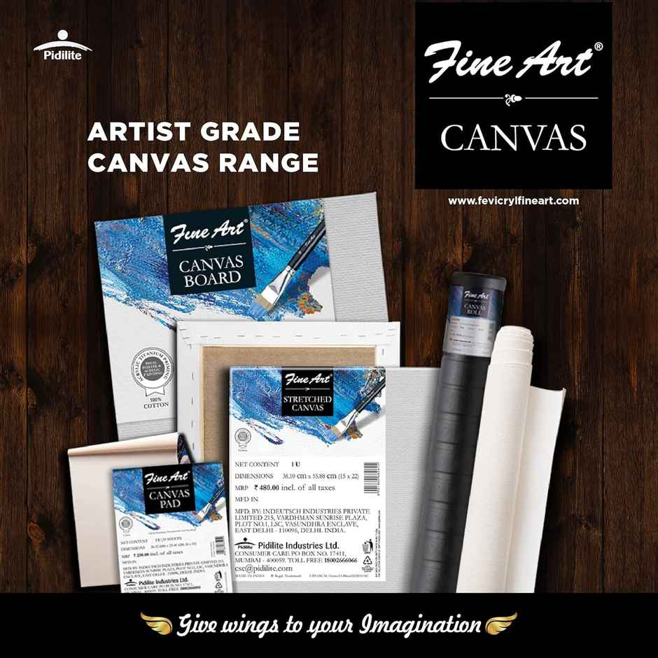 Fevicryl Fine Art Canvas Pad 12 X 16, 100% Cotton Fine Grain, For Watercolor, Acrylic & Oil Paint