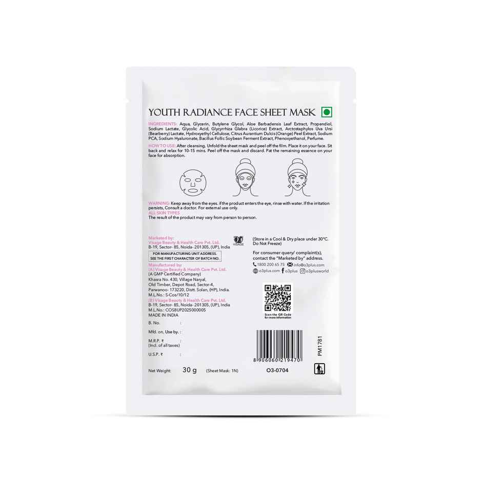 O3+ Youth Radiance Face Sheet Mask