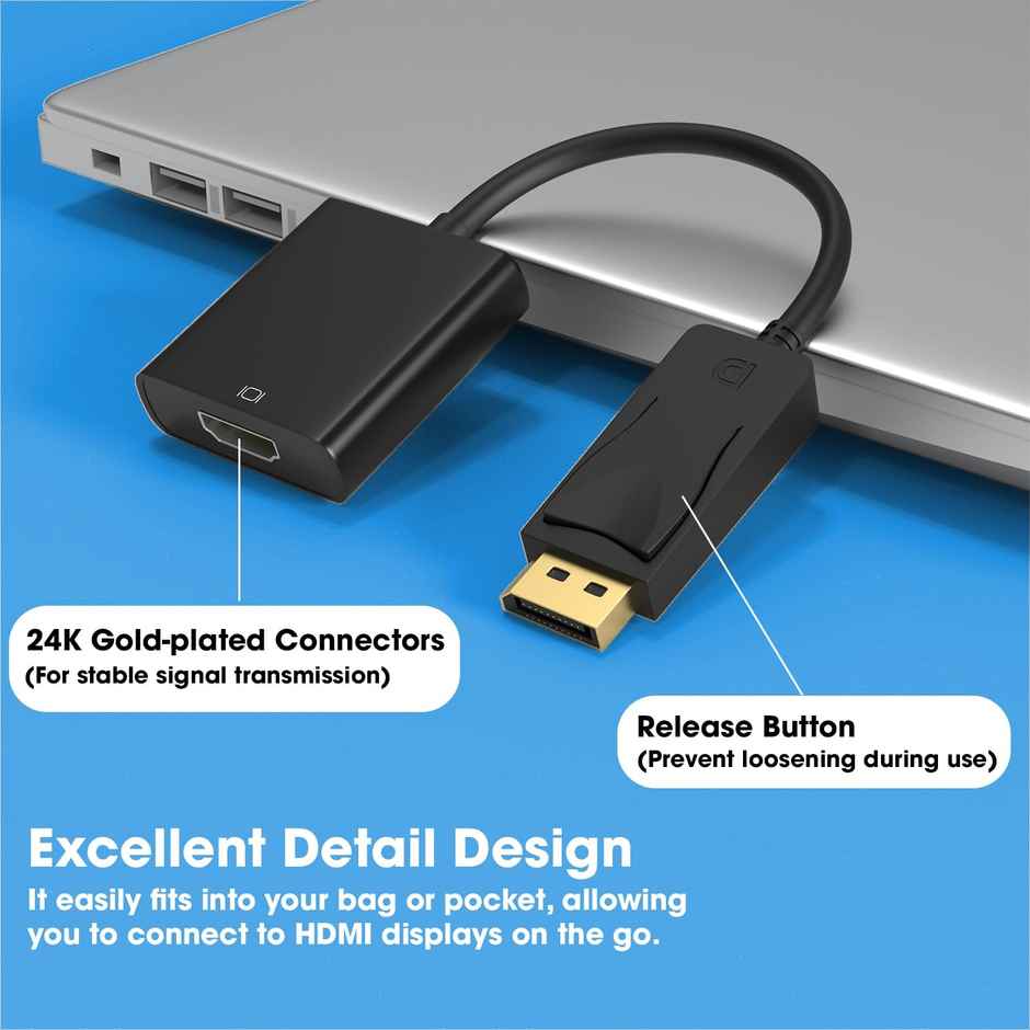 Sounce Display Port to HDMI Adapter, 1080p Display Port DP to HDMI Cable Male to Female Port