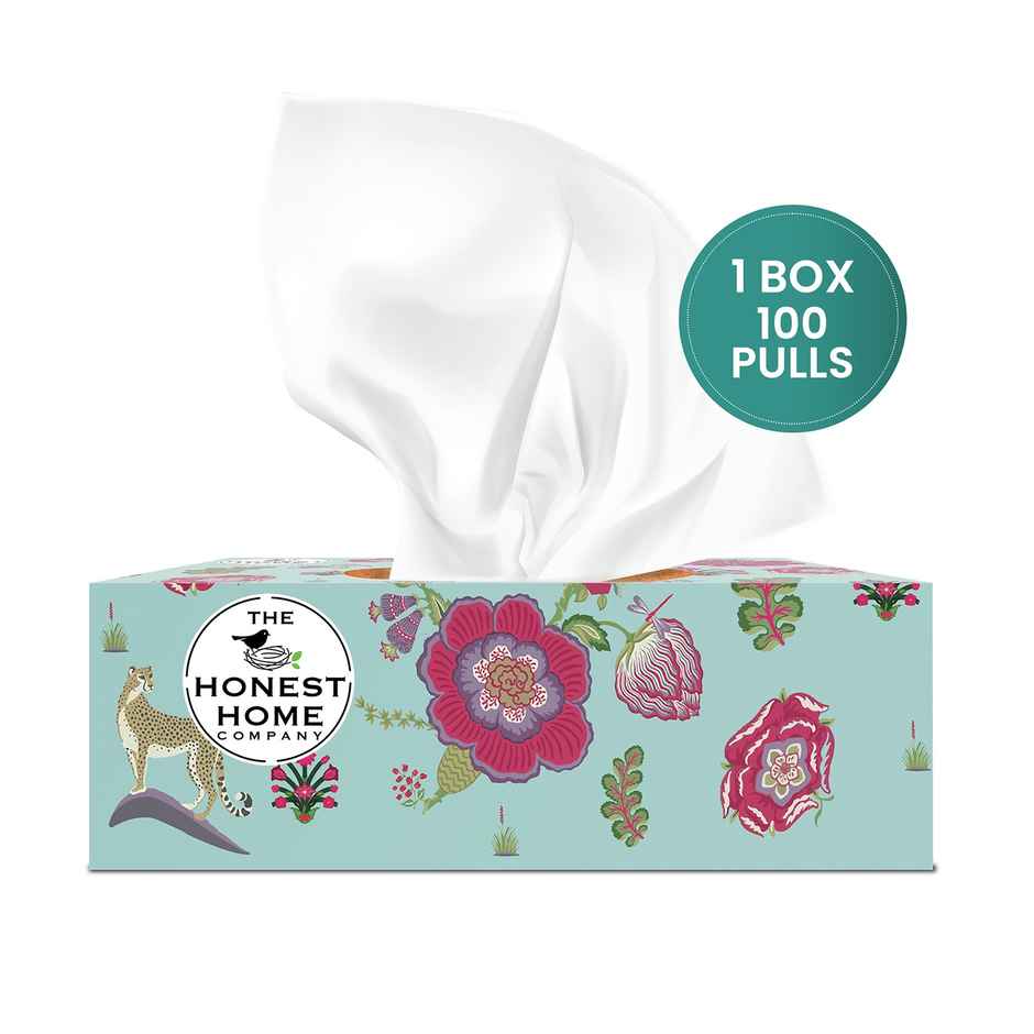 The Honest Home Company Face Tissue 2 Ply - 100 Pulls | Festive Blue