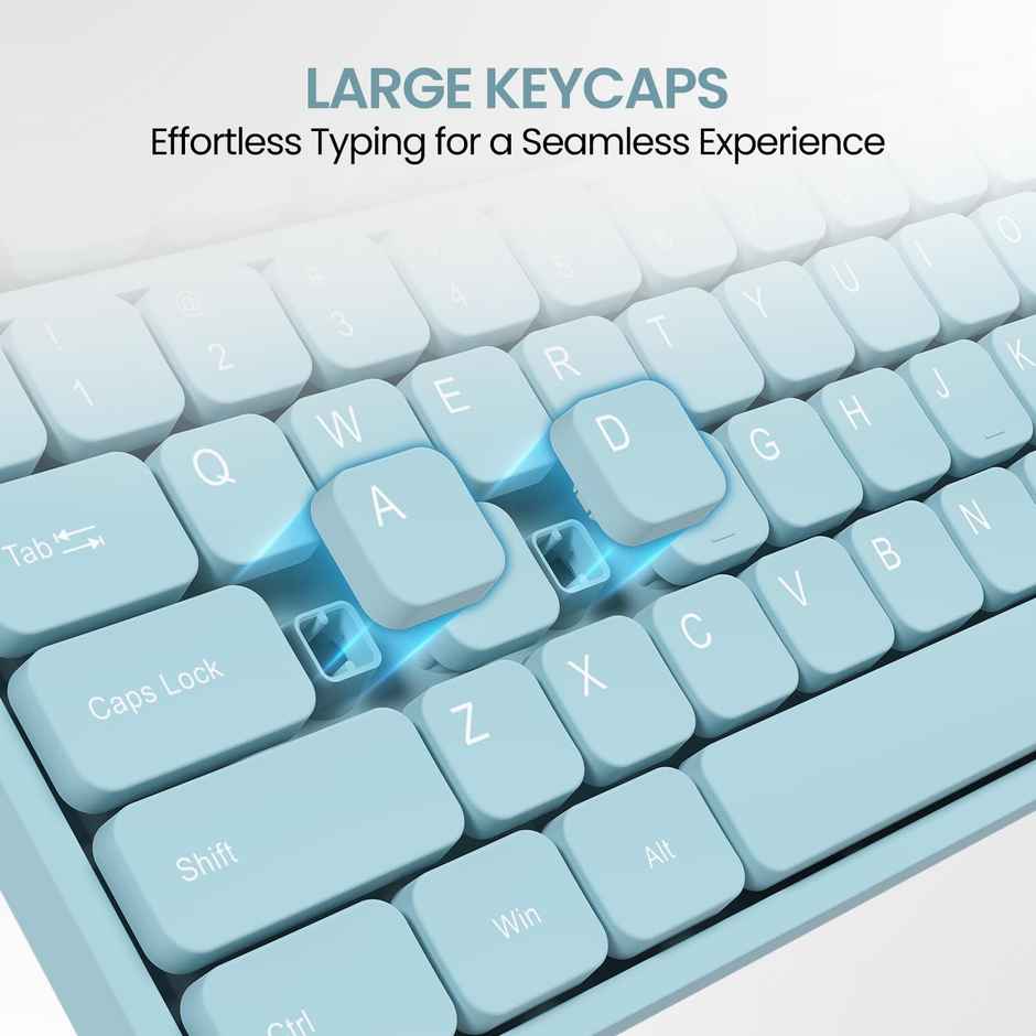 Portronics Ki-Pad 3 USB Wired Keyboard with Large Keycaps, Noise-Free Typing, Fn Multimedia Hotkeys, Full-Size Layout with Num Pad, Ergonomic Design, 1.5m USB Cable, for Laptop, PC, Mac - Blue