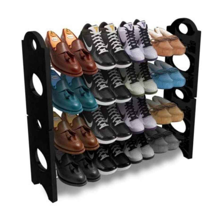 Go Hooked 4 Layer Plastic Shoe Rack | Space Saving Compact Multi Purpose Rack