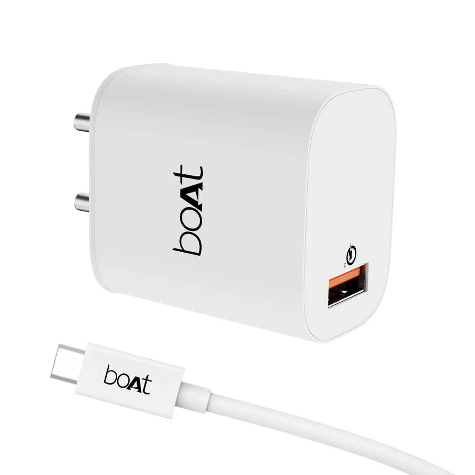 boAt 18W QC 3.0 with Fast Charge, Smart IC Protection, Auto Detection for Samsung, Xiaomi & Android Users with Type C to Type C Cable - White