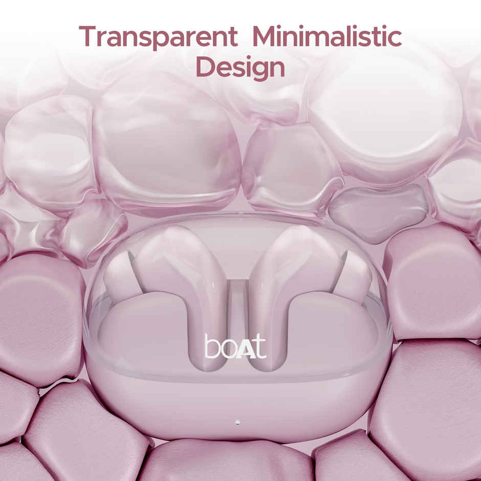 boAt Airdopes 311 Pro in Ear TWS Earbuds with mic, ANC, 50H Battery, Fast Charge, Dual Mics ENx Tech, Transparent LID, Low Latency, IPX4, IWP Tech, BT v5.3 - Lavender Rush Pink