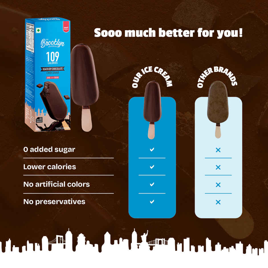 The Brooklyn Creamery Death by Chocolate Chocobar Ice Cream |Low Calorie Zero Added Sugar