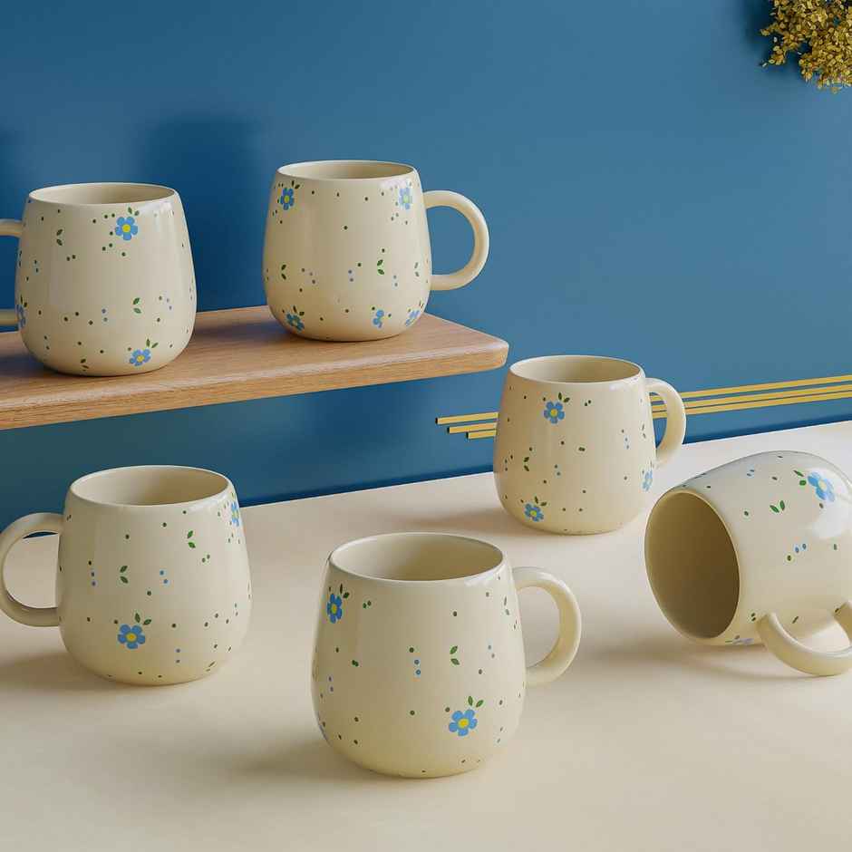 The Earth Store Ceramic Ovule Flower Tea Cup | 160 ml Microwave Safe Coffee Cups