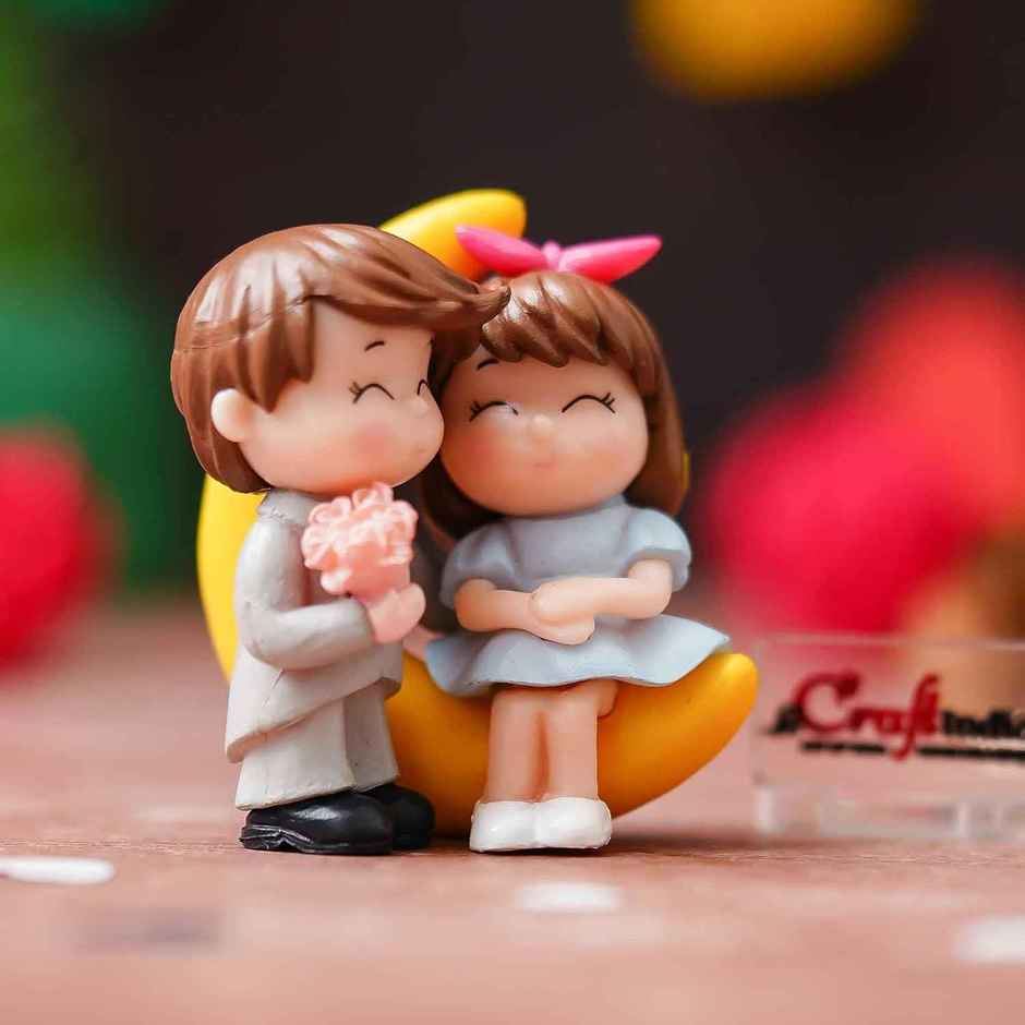 ecraftindia Romantic Moon Couple Showpiece