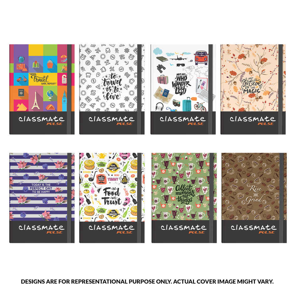 Classmate Pulse Unruled Hard Cover Notebook (A5, 80 GSM, Assorted Design)