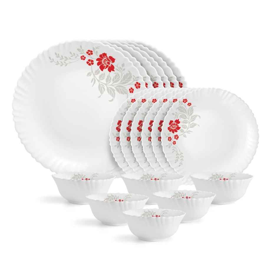 Cello Opalware Dazzle Series Scarlet Bliss Dinner Set, 18 Units