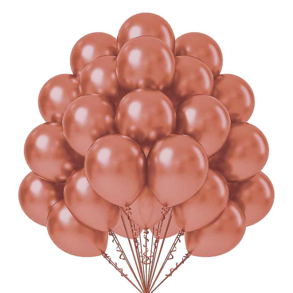 Just Party Rose Gold Metallic Balloons - Pack Of 25 For Birthday Party Decoration