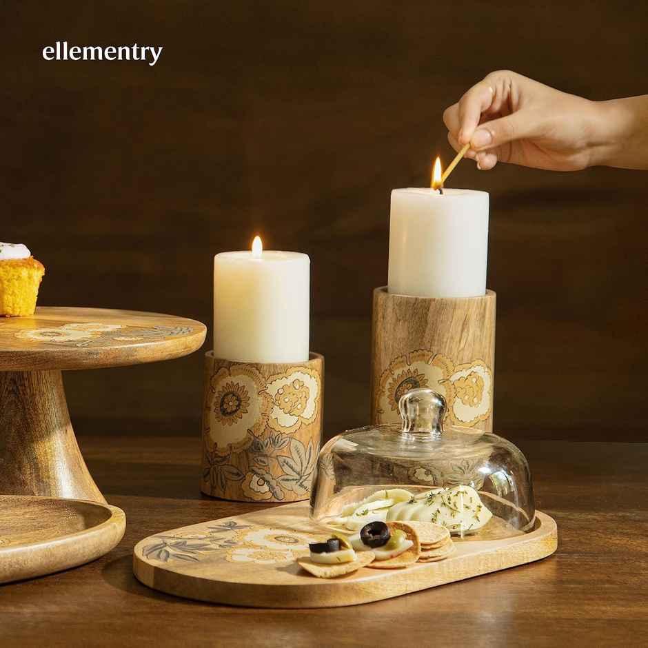 Fleur D'Or Candle Stand Small | Wood | Natural | Ellementry