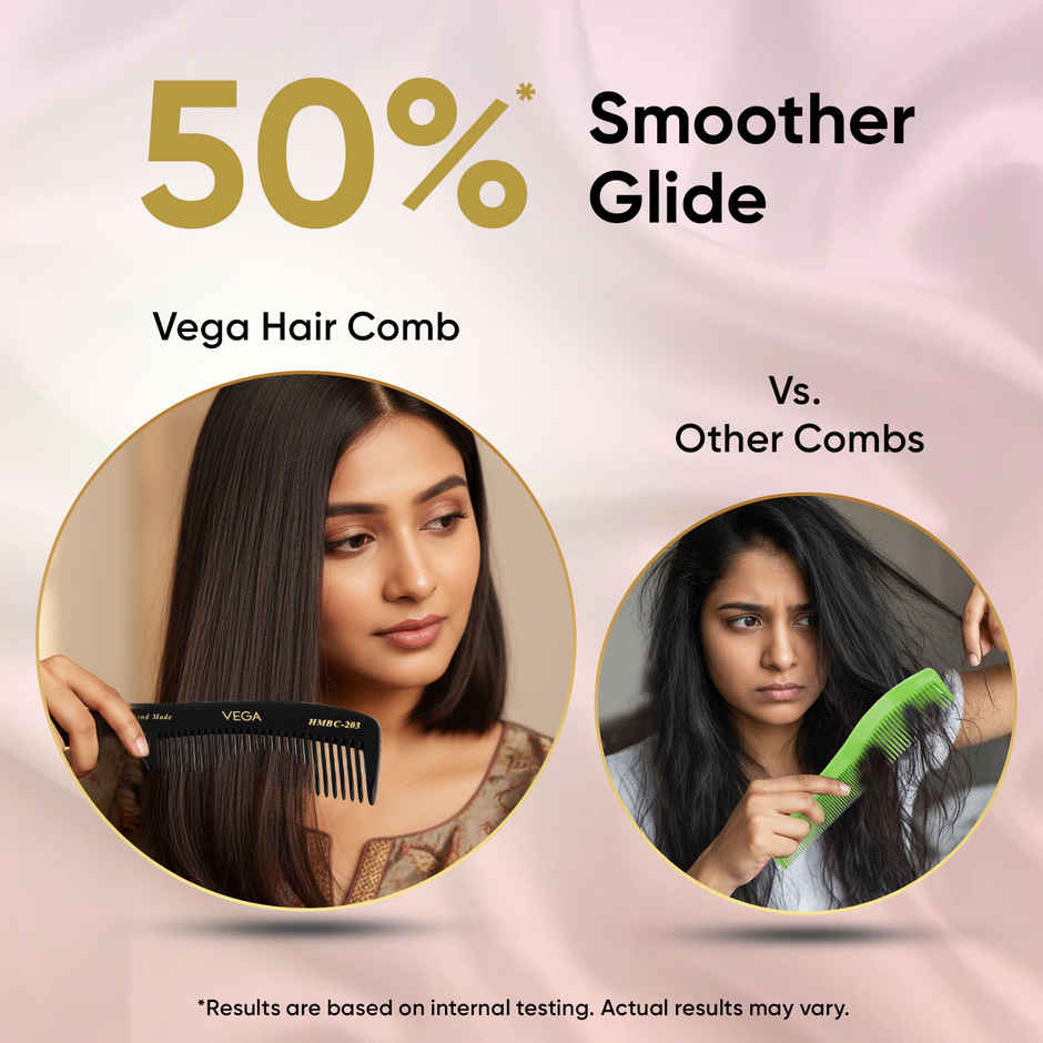 VEGA Grooming Hair Comb,Handmade | For Men And Women | Black | HMBC-203