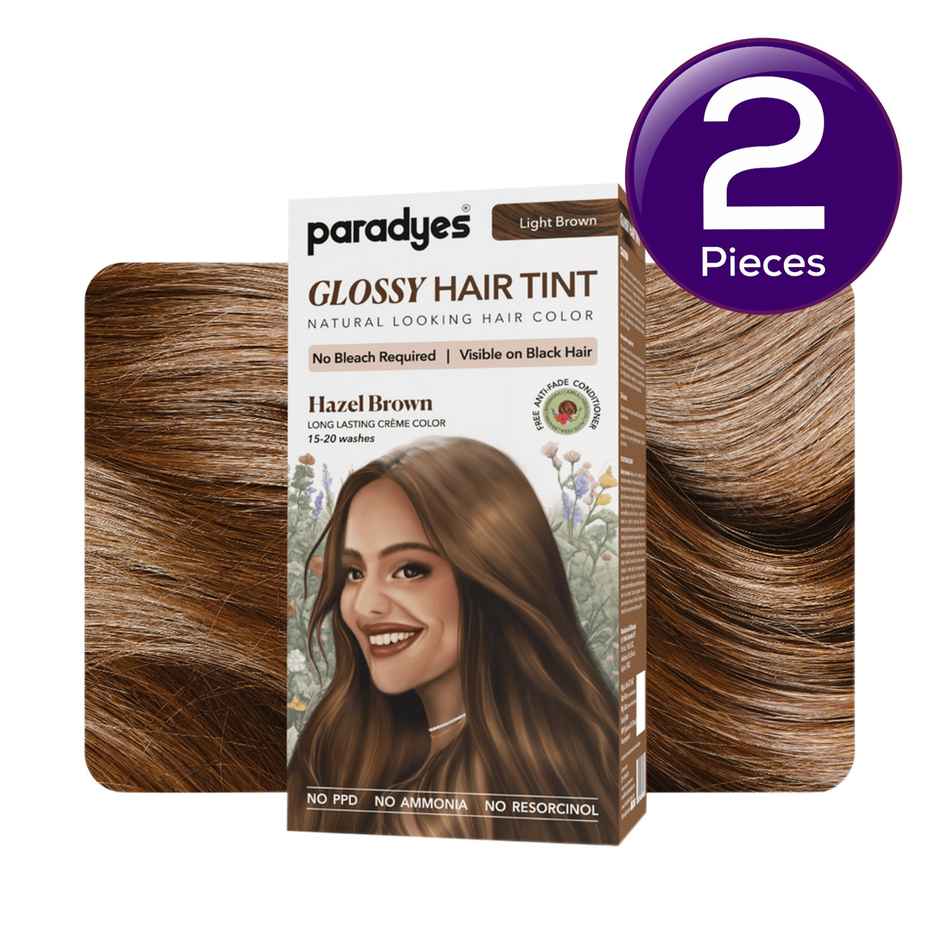 Paradyes No Bleach Hazel Brown Glossy Hair Tint, Ammonia-Free Formula - 5 Light Brown Combo