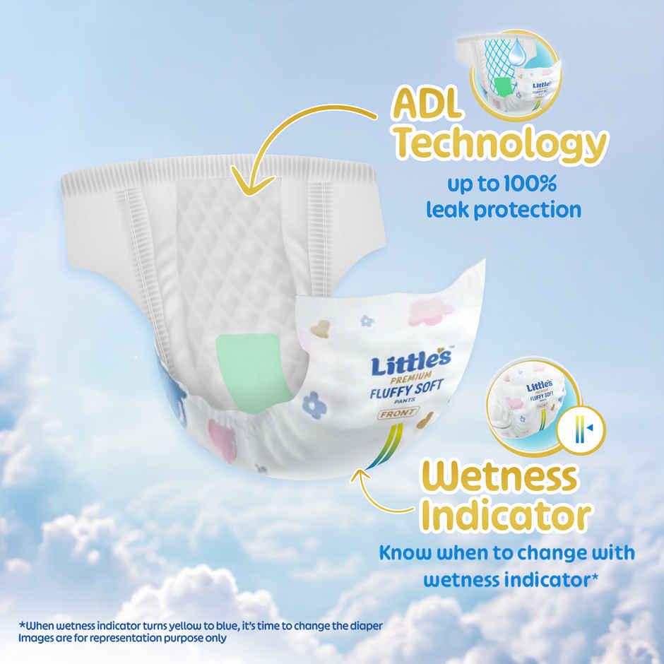 Little's Fluffy Soft Premium Baby Pant Style Diaper | S | Leakage Free | 42 pcs