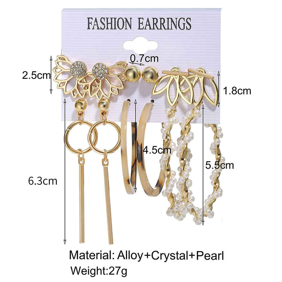 Shining Diva Fashion 6 Pairs Combo Stylish Design Metal Earrings for Women and Girls | A12758er