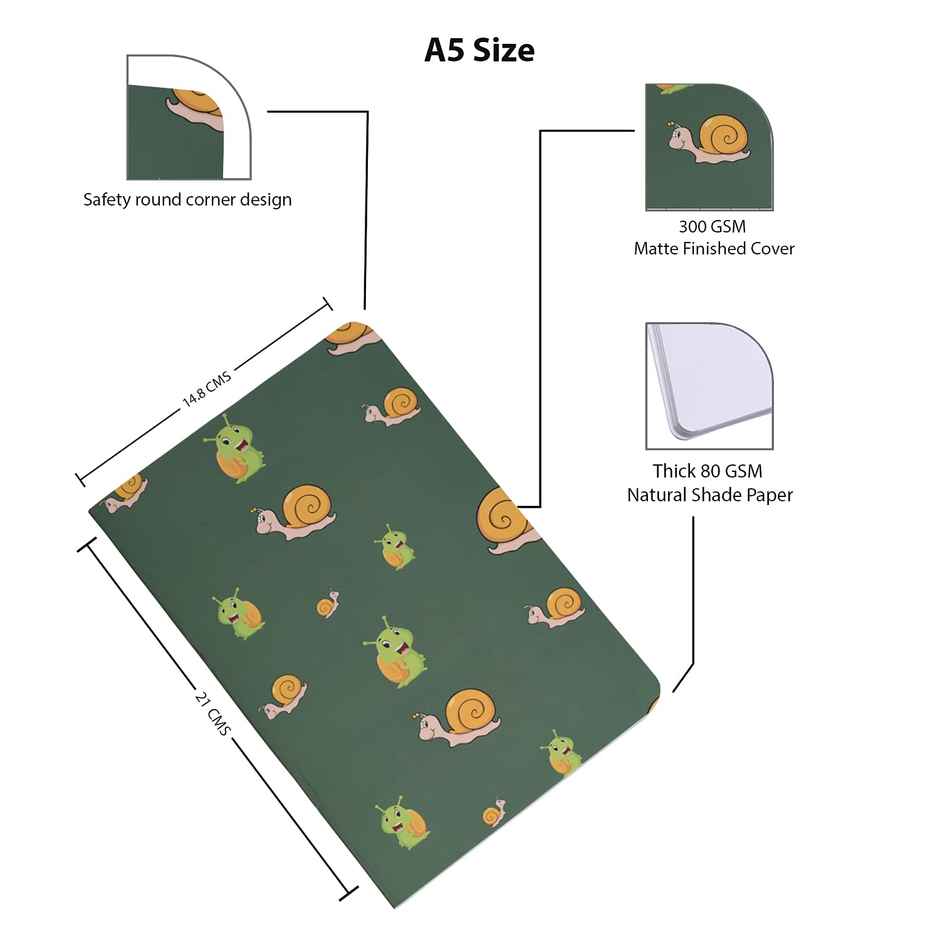 Papboo A5 Unruled Notebooks Set | 80 GSM Paper | Cute Creatures