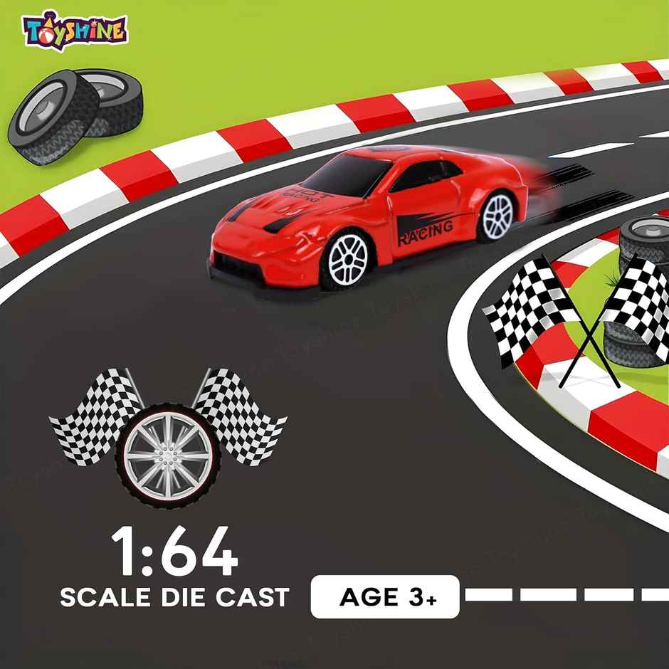 Toyshine Pack Of 3 Free Wheel Speed Racing 1:64 Scale Die Cast Kids Collectable Vehicle Toy