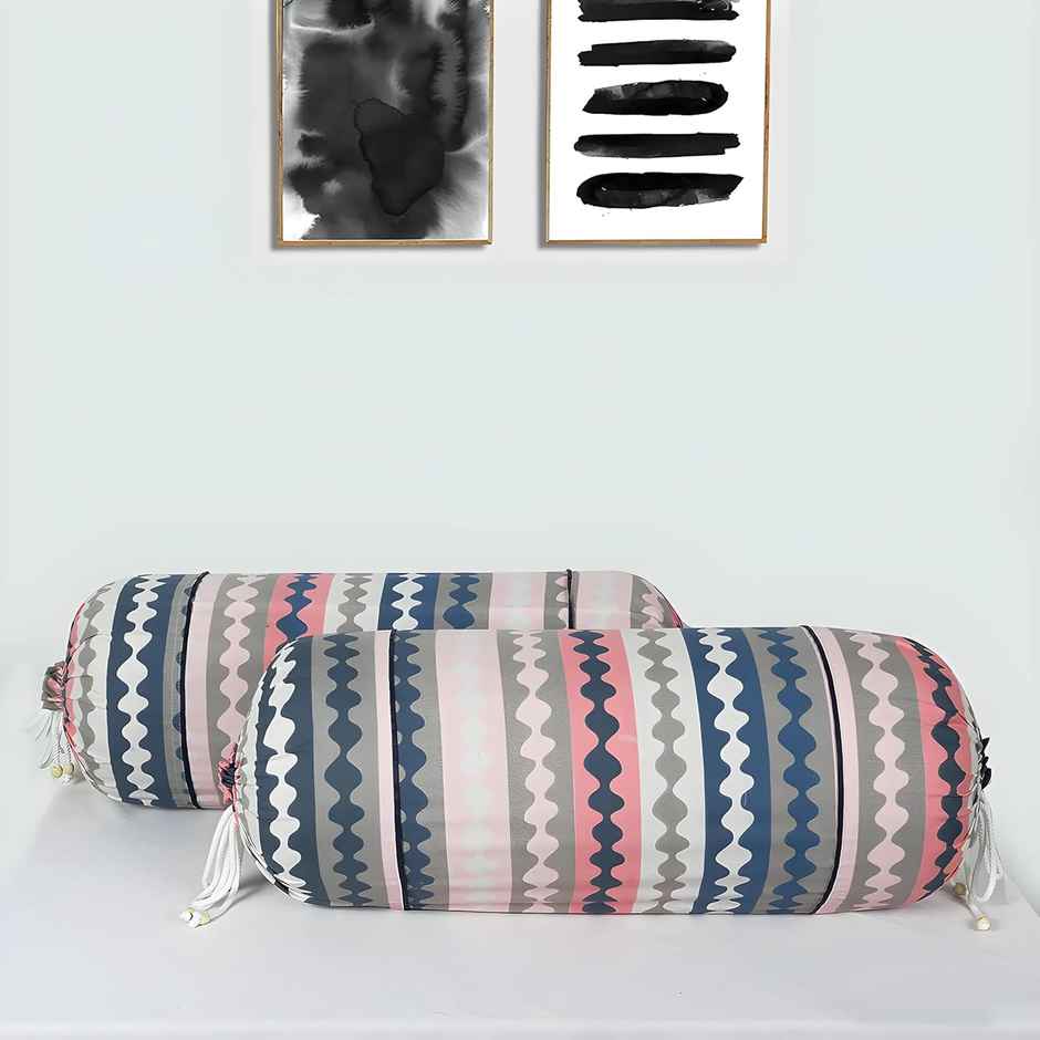 Kuber Industries Cotton Bolster Cover|Zig Zag Roll Masand Cover|16x32 Inch|Pack of 2|Multicolor