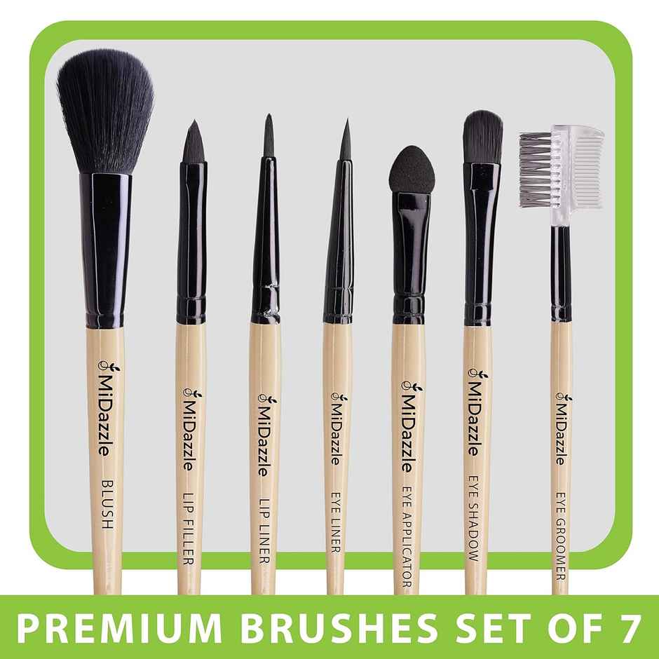 Midazzle Premium Wooden Medium Brush | Set of - 7 | MIMB1118