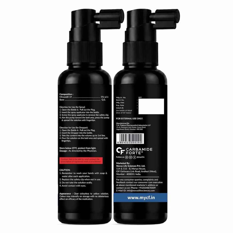 Carbamide Forte Minoxidil Topical Solution USP 5% for Men | Hair Spray