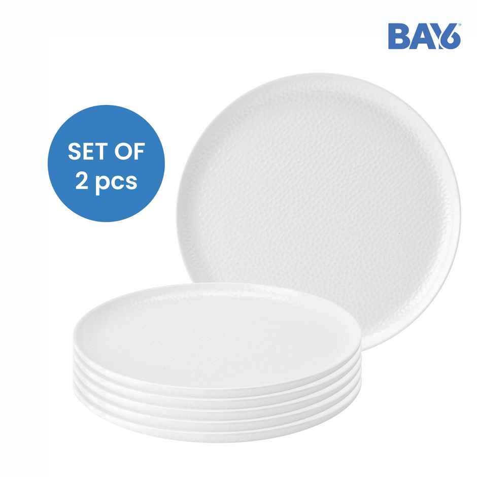BAY6 Hammer Series Round Melamine Dinner Plate -11" - White - Set of 2
