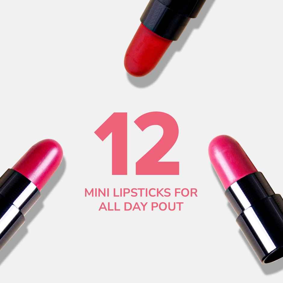 Mila Beaute 12 Creamy Matte Mini Lipstick Kit | Lip Hydrating & Long Lasting | Shade - C