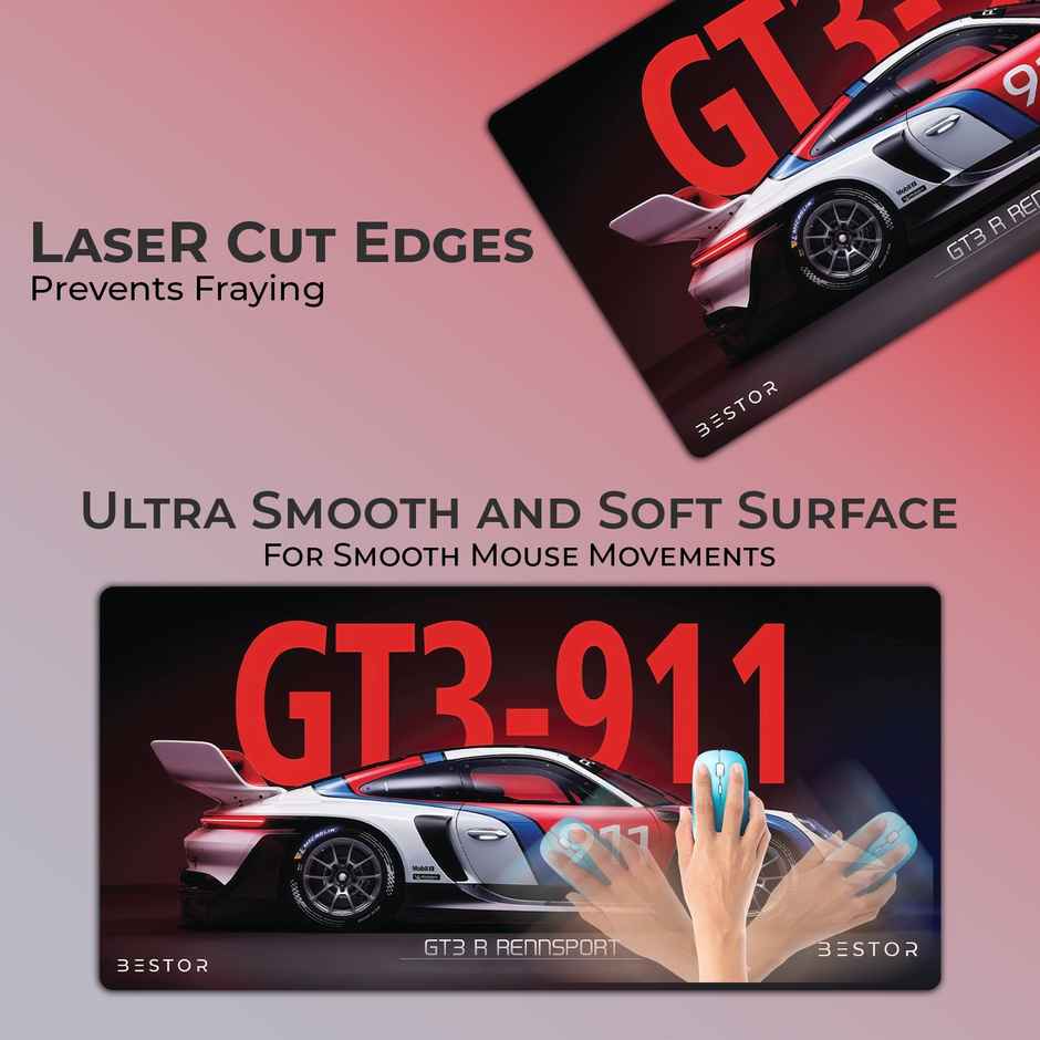 Bestor Car Racing Printed Gaming Mouse Pad | Non Slip Base