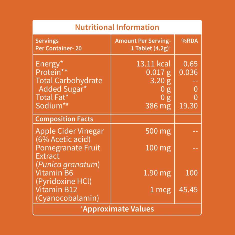Neuherbs Apple Cider Vinegar Orange Flavour 20 Effervescent Tablets