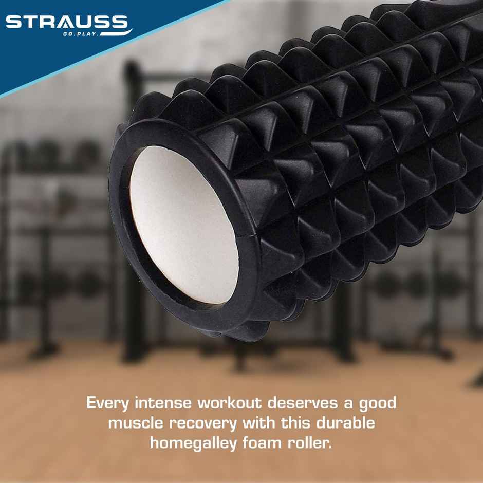 Strauss Grid Foam Roller | 33 Cm | Black