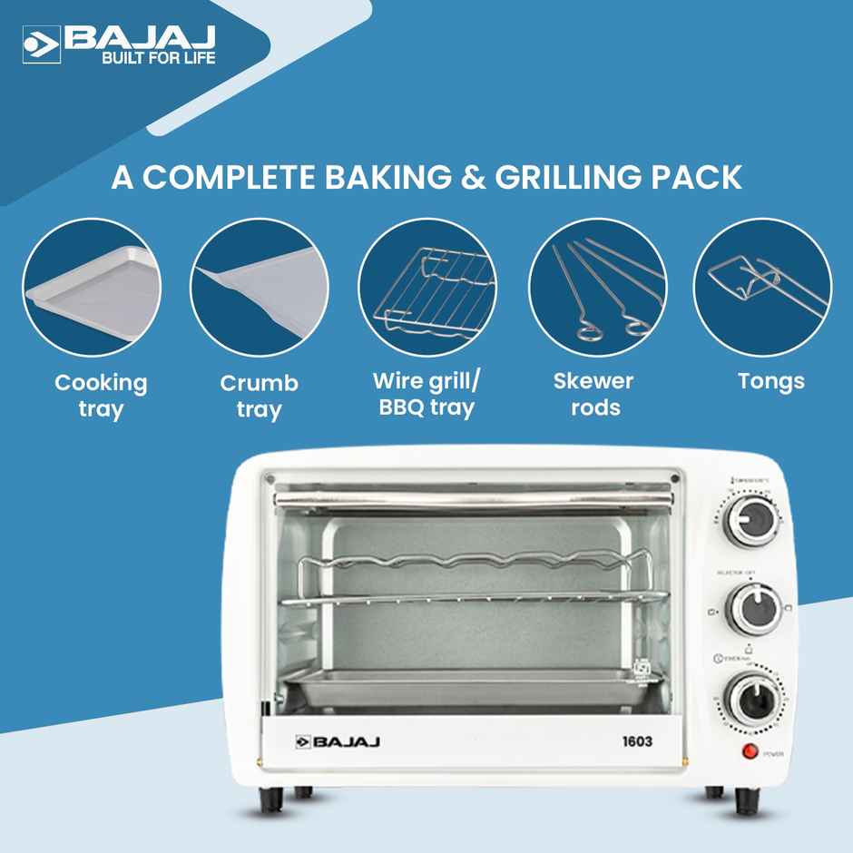 Bajaj 1603 16 Liters Oven Toast Grill (OTG),White
