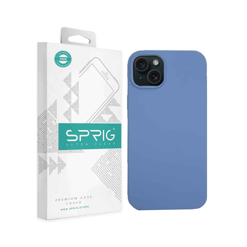 Sprig Designer Back Cover for Apple Iphone 15 Liquid Silicone Shock Proof | Denim Blue | MagSafe Compatible