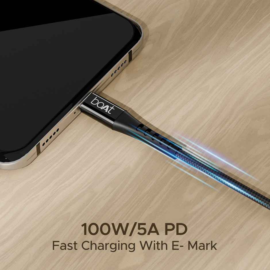 boAt Type-C Cable w/ 100W/5A Fast Charging & 10Gbps Data Transmission - Type-C C600 (Black)