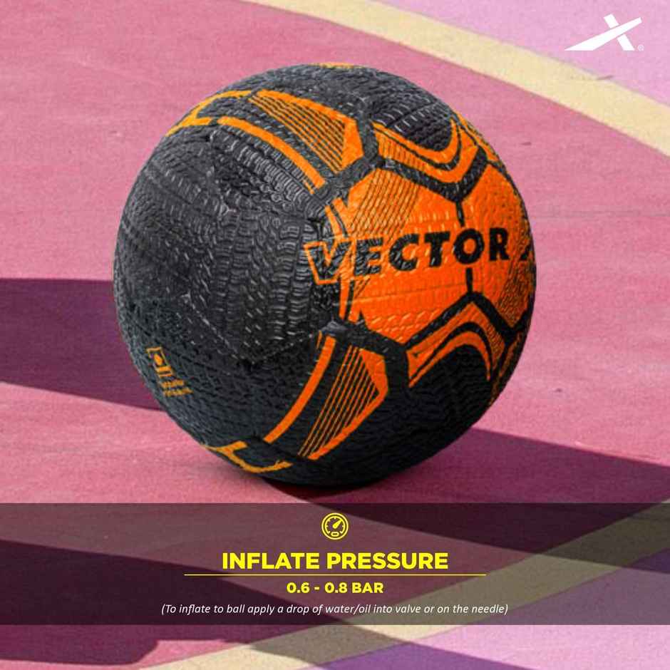 Vector X Street Soccer Rubberized Moulded Football | With Pump | Size 5 | Orange Black