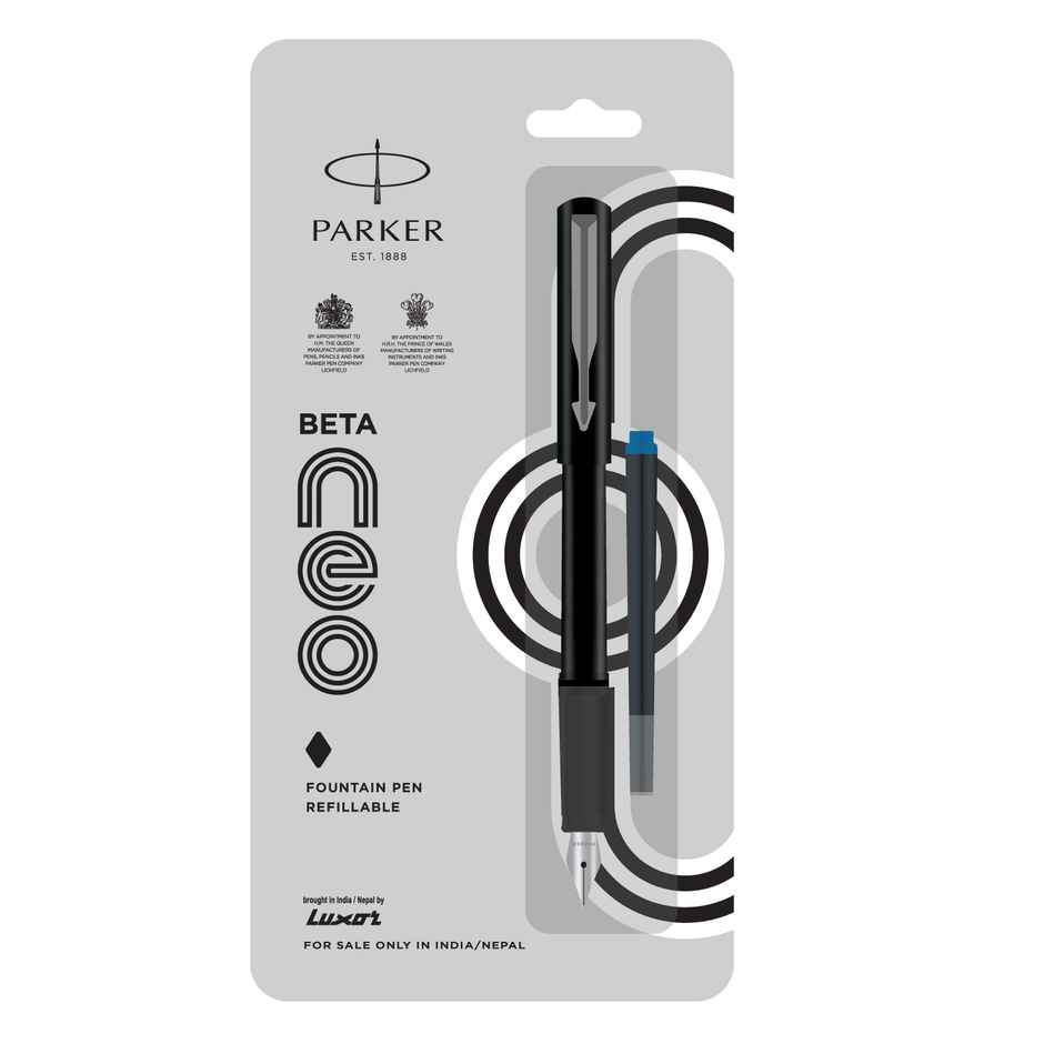 Parker Beta Neo Fountain Pen Black Body with Silver Coated Clip | Pen for Students
