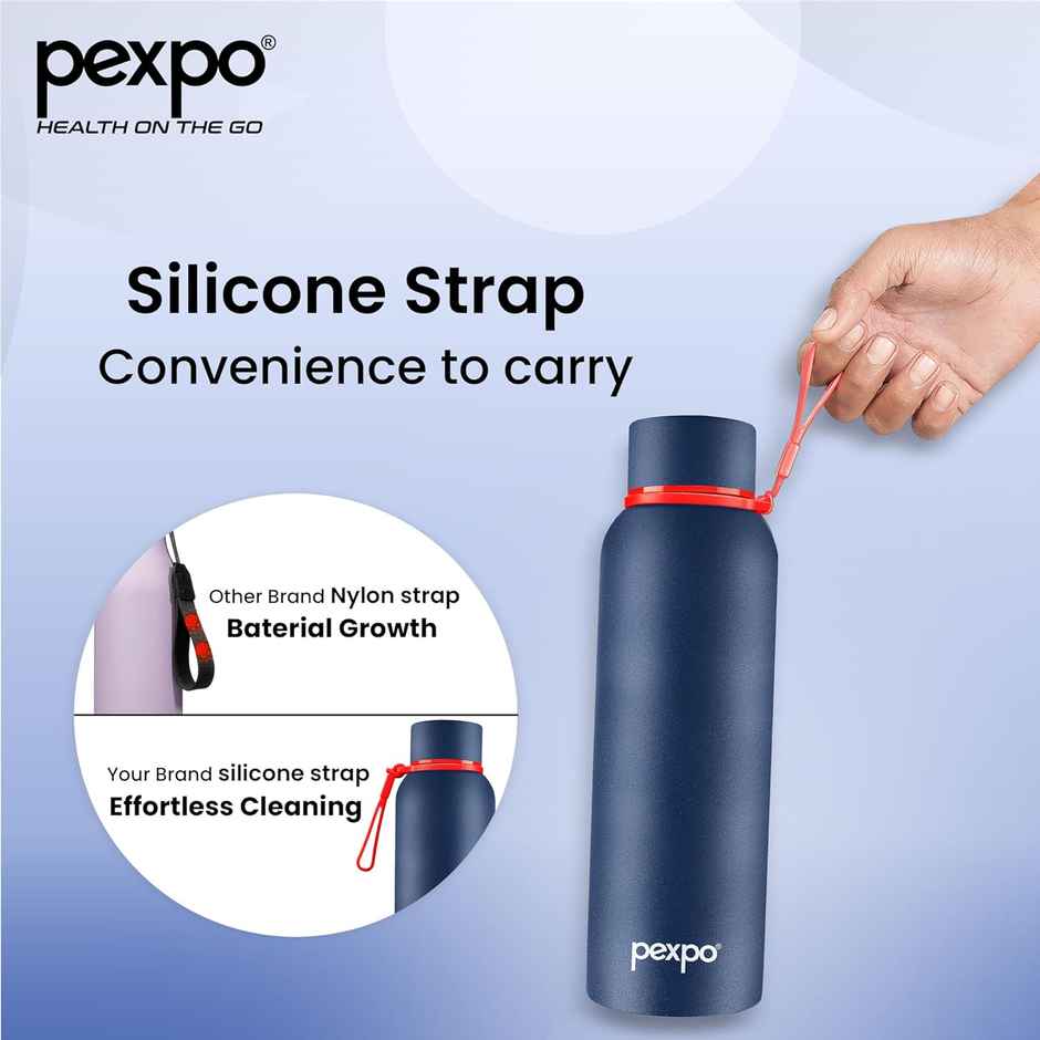 Pexpo Stainless Steel Bravo Hot & Cold Isi Certified Flask | Denim Blue | 1 L